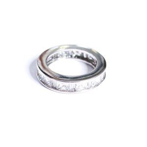 Sterling Silver Princess Cut Wide Band‎